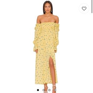 Smocked Maxi Dress in Yellow Watercolor Ditsy - Size Small